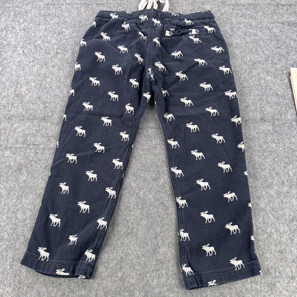 Abercrombie & Fitch Moose Pants Mens Medium Navy Print Lounge Sleep Cotton - Picture 4 of 14